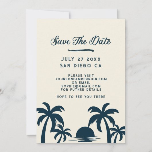 ヴィンテージファミリ懇親会保存ザデイトビーチパームズ セーブザデート (裏面)