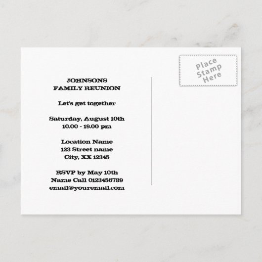 ヴィンテージファミリ懇親会日付ポストカードの保存 案内ポストカード (裏面)