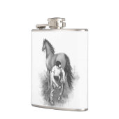 ヴィンテージファリアホースシューイング白黒アート フラスク (左)
