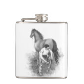 ヴィンテージファリアホースシューイング白黒アート フラスク (正面)