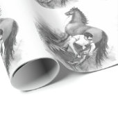 ヴィンテージファリアホースシューイング白黒アート ラッピングペーパー (ロールコーナー)