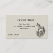 ヴィンテージファリアホースシューイング白黒アート 名刺 (正面)