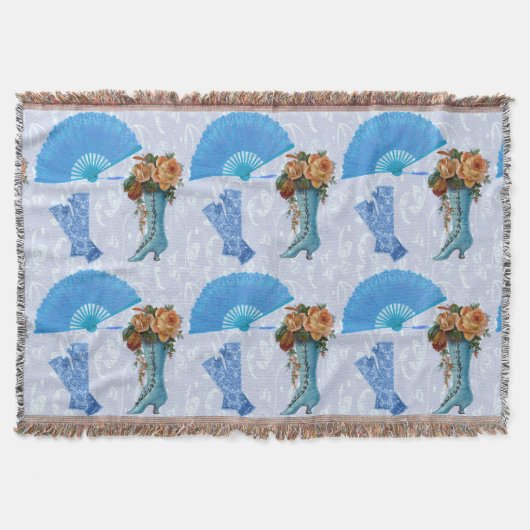 ヴィンテージファンとブーツ スローブランケット (正面)