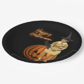 ヴィンテージファンキーガールウィッチハロウィーン ペーパープレート (アングル)