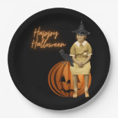 ヴィンテージファンキーガールウィッチハロウィーン ペーパープレート (正面)