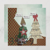 ヴィンテージファンキークリスマスコラージクリスマスカード シーズンカード (正面/裏面)