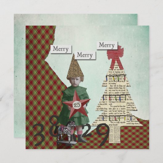 ヴィンテージファンキークリスマスコラージクリスマスカード シーズンカード (正面/裏面)