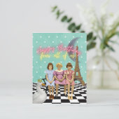 ヴィンテージファンキーグループ誕生日の挨拶 ポストカード (スタンド正面)