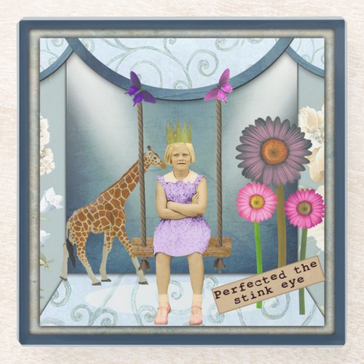 ヴィンテージファンキー子がアートコラージュを改変 ガラスコースター (正面)