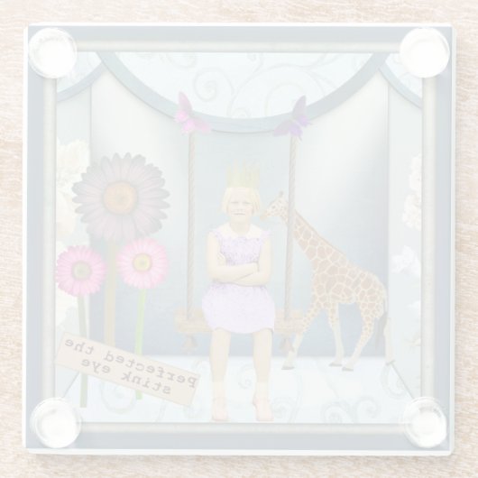 ヴィンテージファンキー子がアートコラージュを改変 ガラスコースター (裏面)