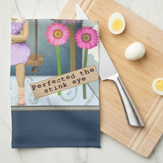 ヴィンテージファンキー子がアートコラージュを改変 キッチンタオル (四つ折り)