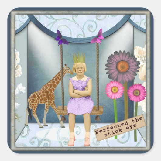 ヴィンテージファンキー子がアートコラージュを改変 スクエアシール (正面)