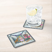 ヴィンテージファンキー子がアートコラージュを改変 スクエアペーパーコースター (インサイチュ)