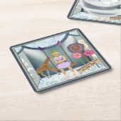 ヴィンテージファンキー子がアートコラージュを改変 スクエアペーパーコースター (アングル)
