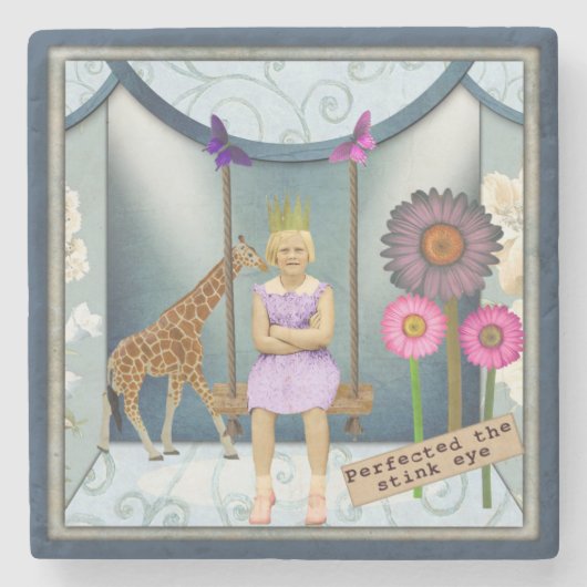 ヴィンテージファンキー子がアートコラージュを改変 ストーンコースター (正面)