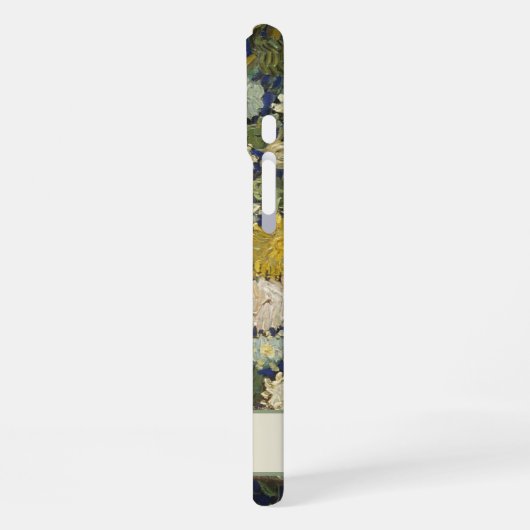 ヴィンテージファンゴッホグリーンホワイトイエローフラワーズ名 iPhoneケース (左側面)