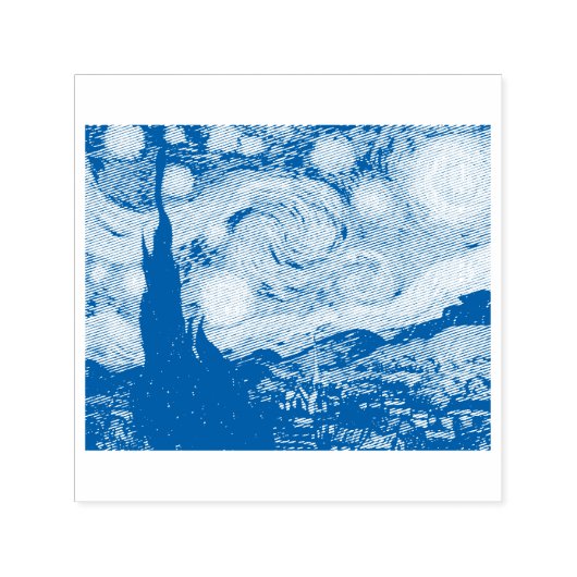 ヴィンテージファンゴッホ「星空の夜」ゴム印 セルフインキングスタンプ (デザイン)