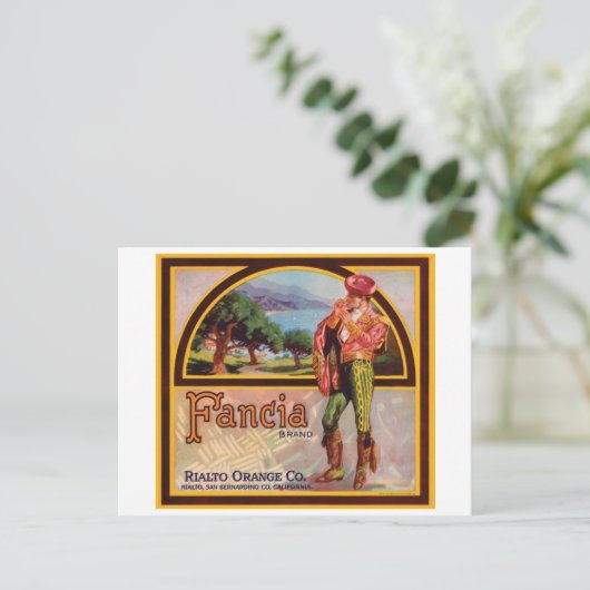 ヴィンテージファンシアリアルトオレンジコフルーツクラートラベル ポストカード (スタンド正面)