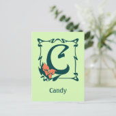 ヴィンテージファンシーアールヌーボー文字C ポストカード (スタンド正面)