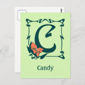 ヴィンテージファンシーアールヌーボー文字C ポストカード (正面/裏面)