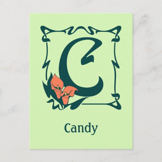 ヴィンテージファンシーアールヌーボー文字C ポストカード (正面)