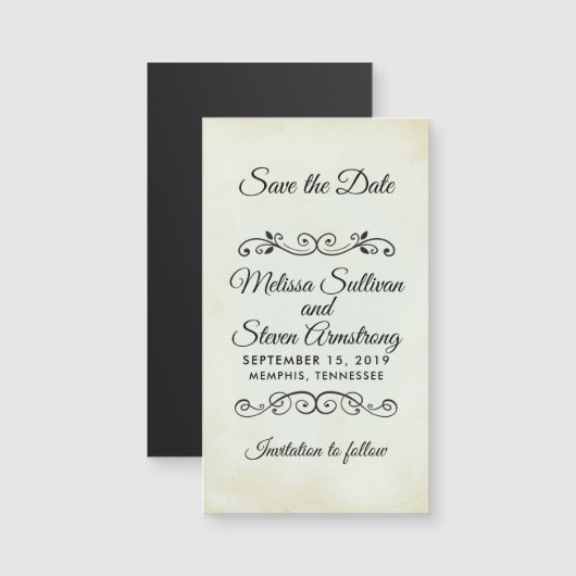 ヴィンテージファンシーウェスタン結婚式の日付を保存 (正面/裏面)