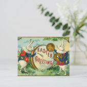 ヴィンテージファンシーウサギと復活祭の挨拶 ポストカード (スタンド正面)
