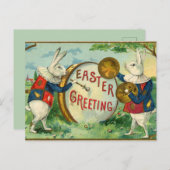 ヴィンテージファンシーウサギと復活祭の挨拶 ポストカード (正面/裏面)