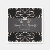 ヴィンテージファンシーエレガントブロンズブラック結婚バロック スタンダードカクテルナプキン (正面)