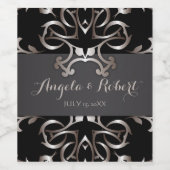 ヴィンテージファンシーエレガントブロンズブラック結婚バロック ワインラベル (シングルラベル)