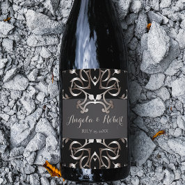 ヴィンテージファンシーエレガントブロンズブラック結婚バロック ワインラベル