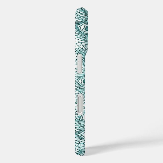 ヴィンテージファンシーティール（緑がかった色）孔雀の羽とモノグラム Case-Mate iPhoneケース (裏面 / 右)