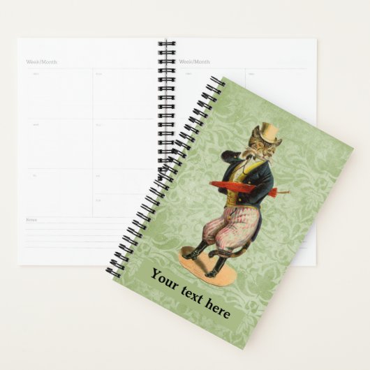 ヴィンテージファンシードレスキャットのカスタマイズ可能プランナー プランナー手帳 (ディスプレー)