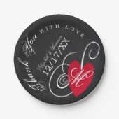 ヴィンテージファンシーハート – シャルボ結婚ード ペーパープレート (正面)