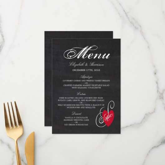 ヴィンテージファンシーハート – シャルボ結婚ード メニュー (正面/裏面インサイチュ)