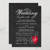 ヴィンテージファンシーハート – シャルボ結婚ード 招待状 (正面/裏面)