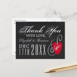 ヴィンテージファンシーハート-Chalkboard's 結婚 Thank You ポストカード
