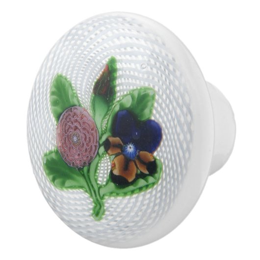 ヴィンテージファンシーフローラピンクバイオレット セラミックノブ (右)