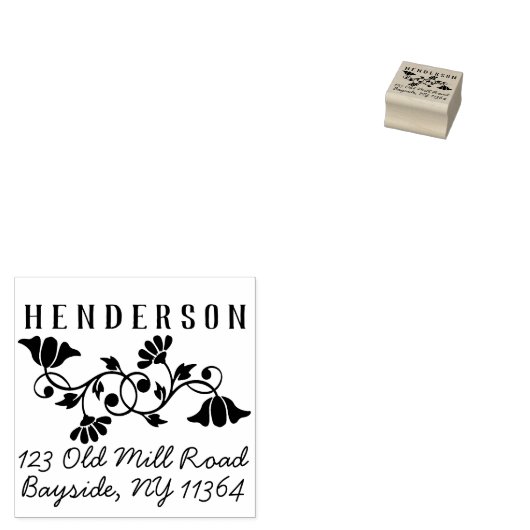 ヴィンテージファンシーフローラ装飾差出人住所 ラバースタンプ (押印)