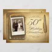 ヴィンテージファンシー写真50周年記念招待状 招待状 (正面/裏面)