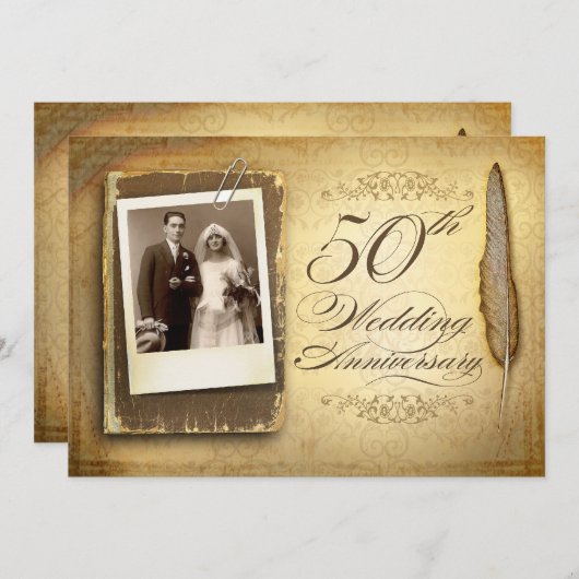 ヴィンテージファンシー写真50周年記念招待状 招待状 (正面/裏面)