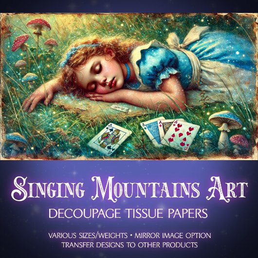 ヴィンテージファンタジーイラストレーションアリスドリームデクページ 薄葉紙