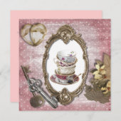 ヴィンテージファンタジーティーパーティーブライダルシャワー招待 招待状 (正面/裏面)