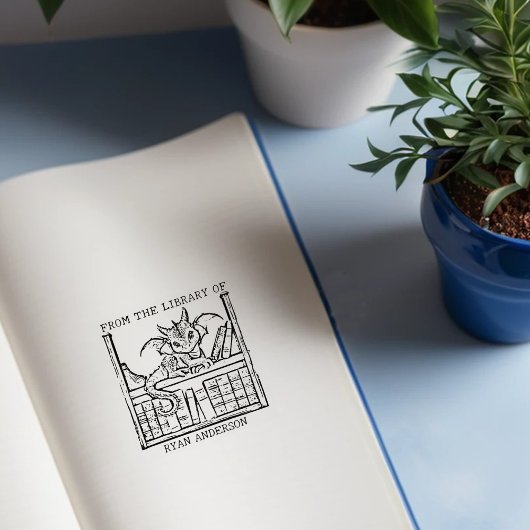 ヴィンテージファンタジーベビードラゴン蔵書票 ラバースタンプ