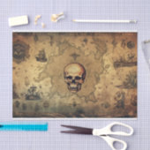 ヴィンテージファンタジーマップパイレーツスカルデコパージュ 薄葉紙 (クラフト)