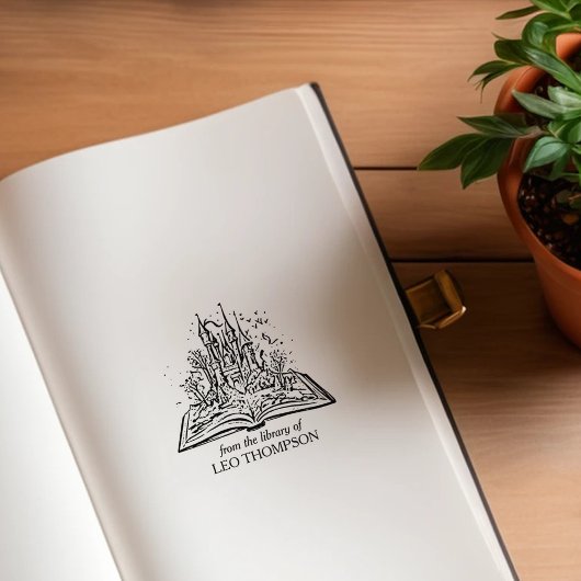 ヴィンテージファンタジー城蔵書票 ラバースタンプ