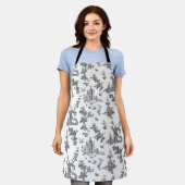 ヴィンテージファンタスティック噴水と木Toile-B & W エプロン (着用した状態)