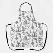 ヴィンテージファンタスティック噴水と木Toile-B & W エプロン (正面)