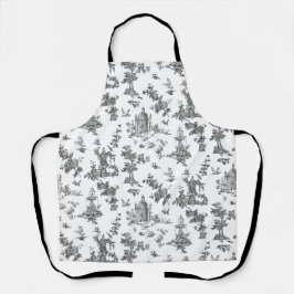 ヴィンテージファンタスティック噴水と木Toile-B & W エプロン