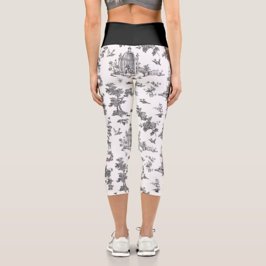 ヴィンテージファンタスティック噴水と木Toile-B & W カプリレギンス (裏面)